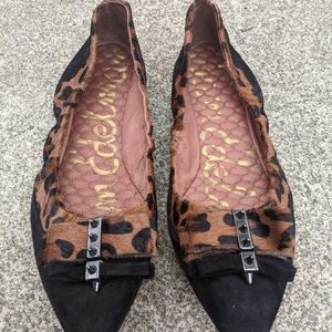 Sam Edelman Calf Fur Leather Studded Flats 11M